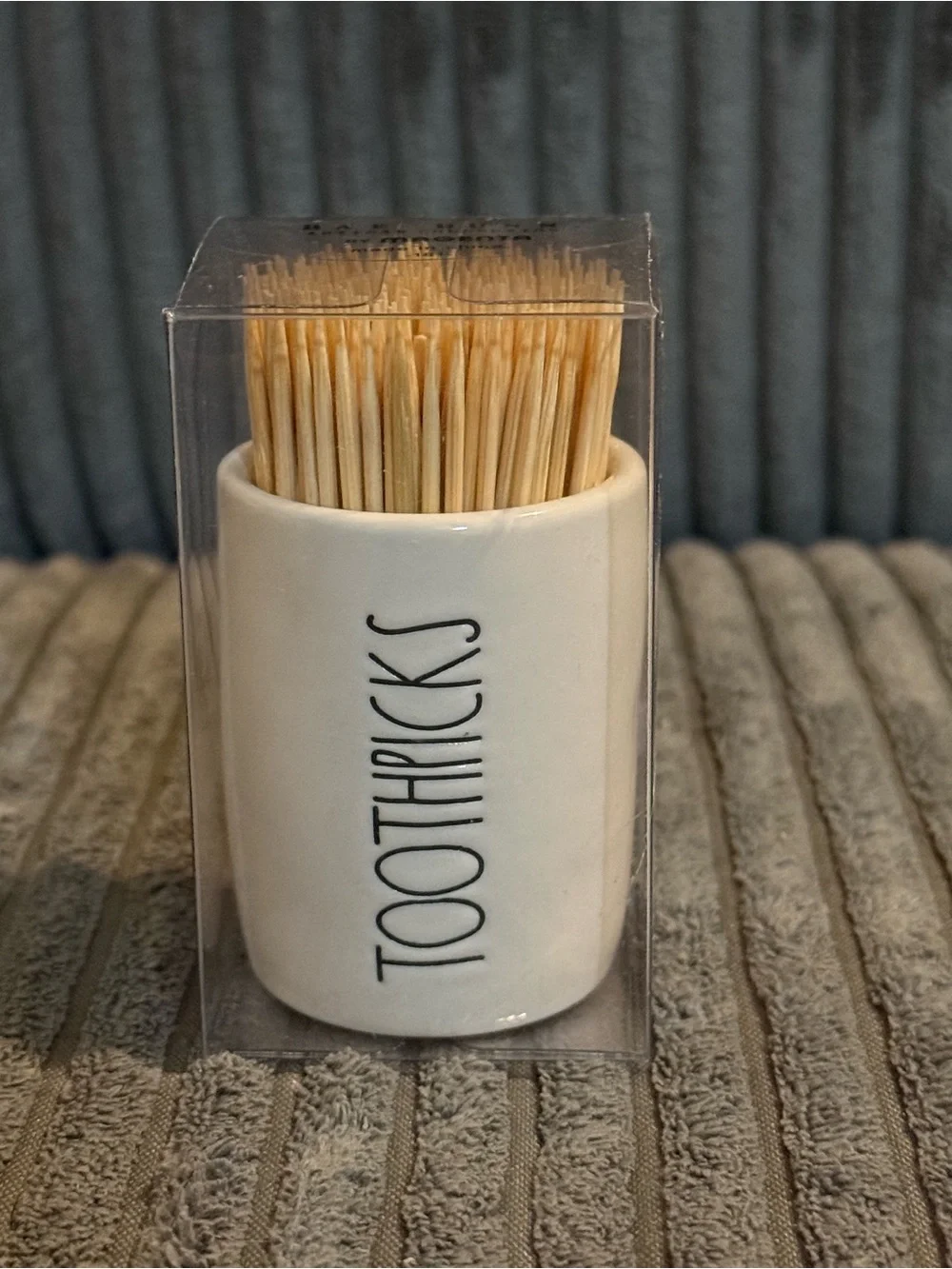 Rae Dunn White Ceramic Toothpicks Holder - White 